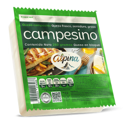 Tallarines de arroz con camarones y Queso Campesino Alpina